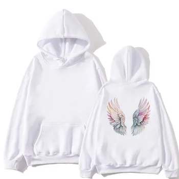 سترة بقلنسوة نسائية مبطنة بالصوف عبر الحدود لعام 2025 مع جيب برباط مطبوع بأجنحة