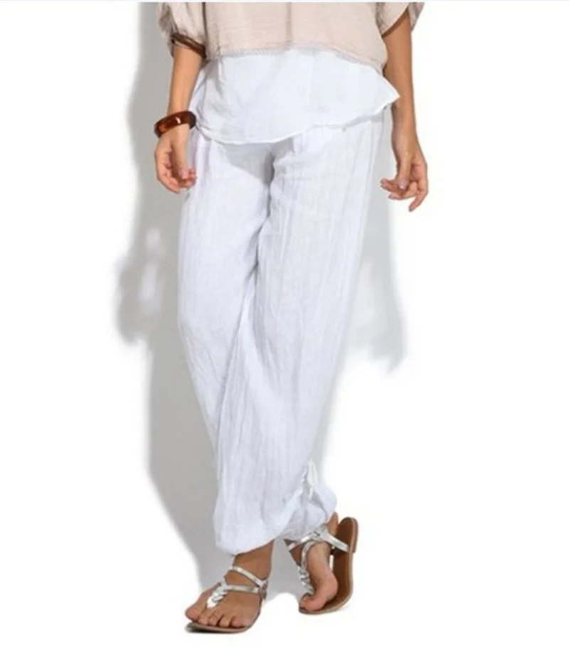 2023 New Women Autumn Fashion Casual Pants Loose High Waist Harem Jogging Pant Solid Summer Female Linen Gym Trousers Home Wear