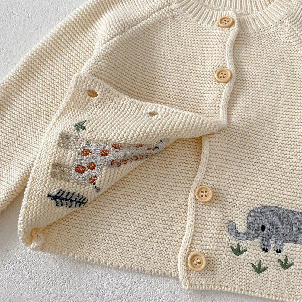 Beige Knitwear Sweater for Baby Girls