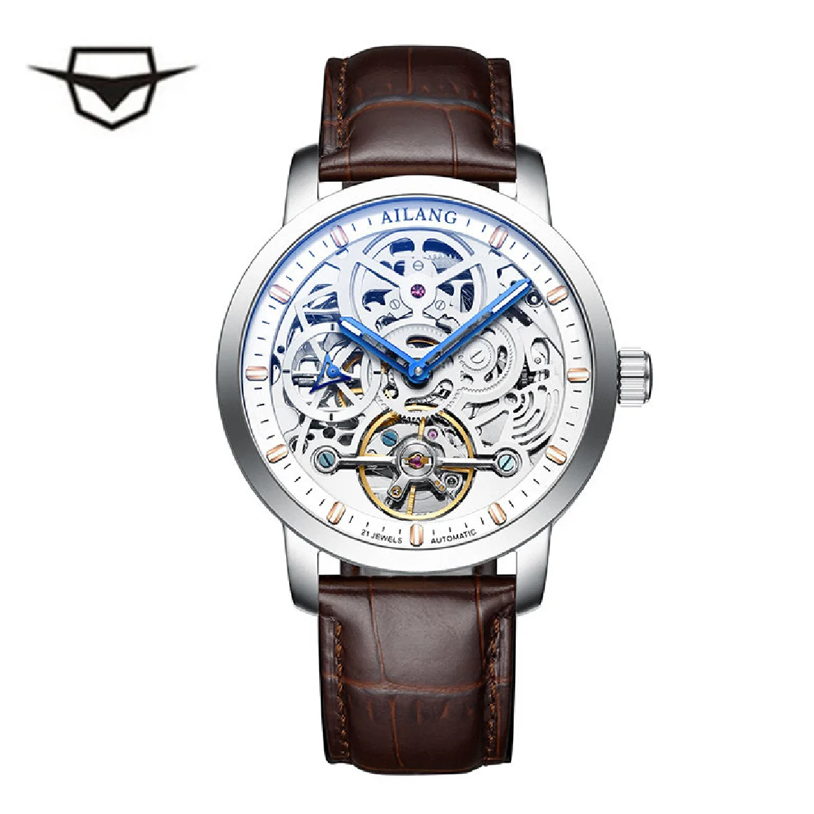 

AILANG 2023 Men Top Brand Luxury New Mens Hollow Luminous Waterproof Leather Steampunk Clock Automatic Mechanical Watch 6811D