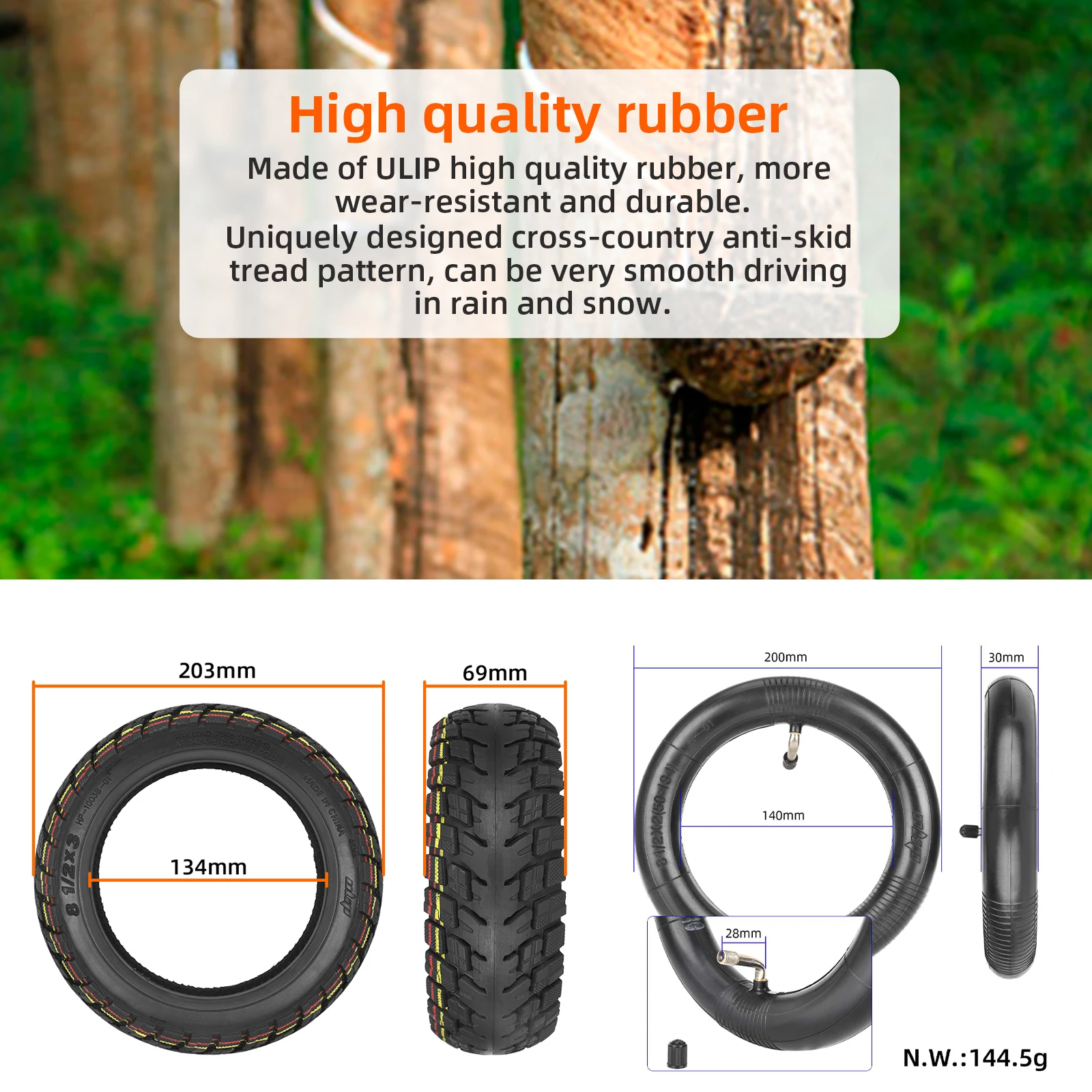 Ulip 8.5x3 Thicken Tubeless Tire & Ulip 8 1/2x2 Inner Tube For Kirin G2 Pro Electric Scooter VSETT 9+ Zero8/9 Off-road Tyre 8.5*3 scooter accessories,scooter tire