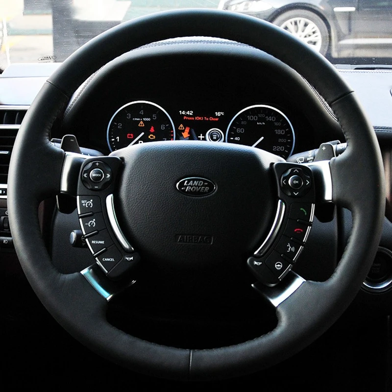 Kundenspezifische Lenkrad-Geflechtabdeckung, 100 % passend für Land Rover Range Rover 2003 2004 2005 2006 2007–2012, Auto-Innenzubehör