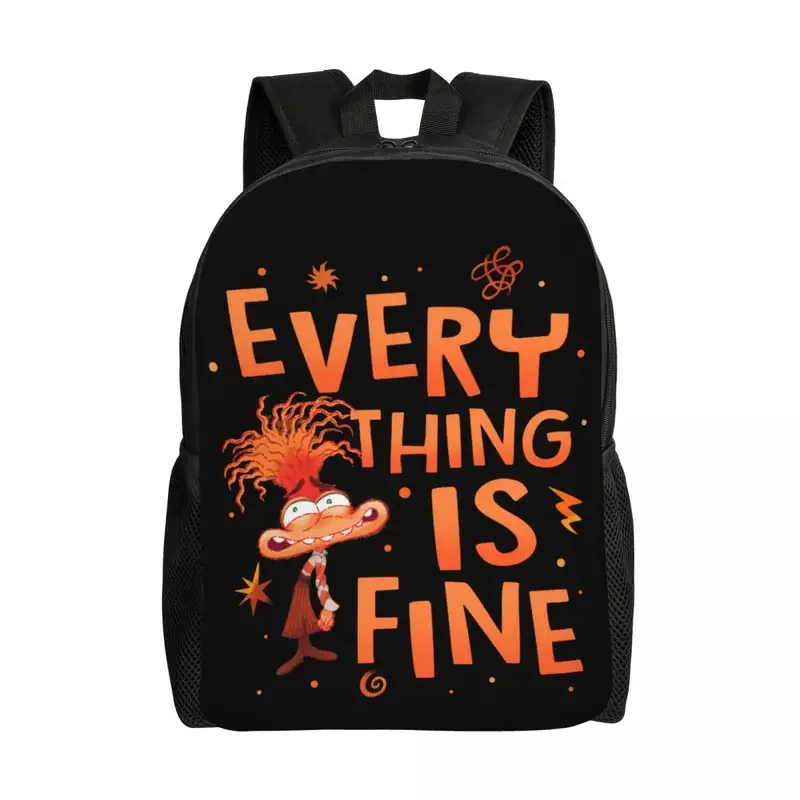 

Customized Inside Out Anxiety This Is Fine Backpack Women Men Fashion Bookbag for School College Bags