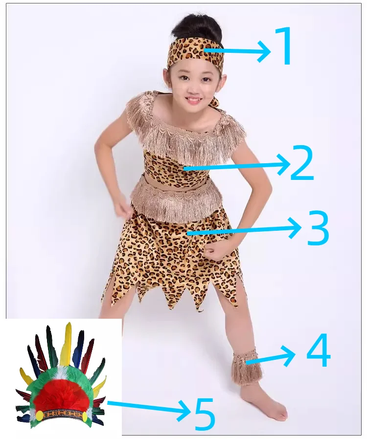Kids Caveman Costume, Stone Age Themed Wild Cave Girls Outfit, Halloween Cosplay Fancy Dress