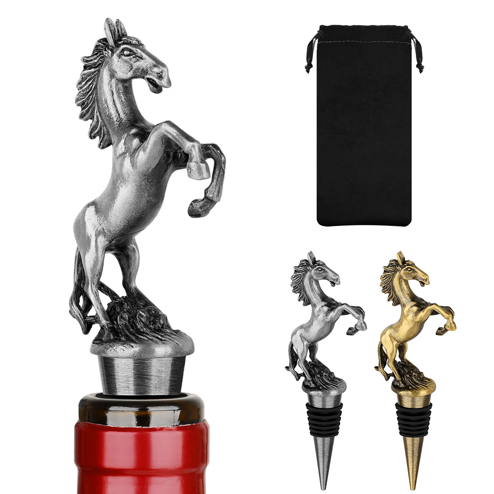 

Charm Metal Sculpture Horse Decoration Wine Bottle Stoppers Wine Gifts for Horse Lovers Party Bar Accessory Wine Saver