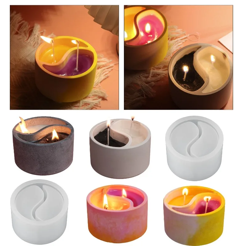 

Tai Chi Yin Yang Candle Cup Silicone Molds for Candle Making Storage Box DIY Art Making Home Decor Ornament Decorations