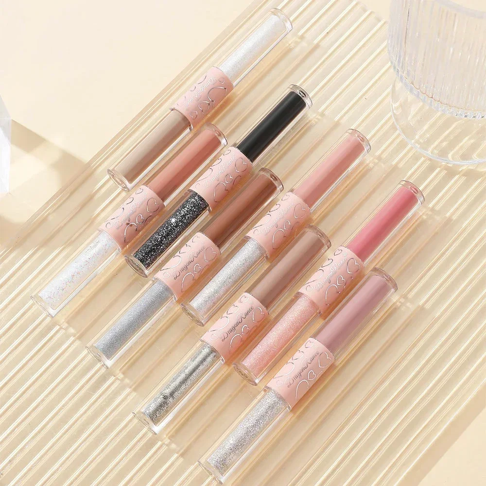 Matte Liquid Eyeshadow Shimmer Glitter Brighten Fine Glitter Low Saturation Double-headed Monochrome Nude Eyeshadow Beauty Tools
