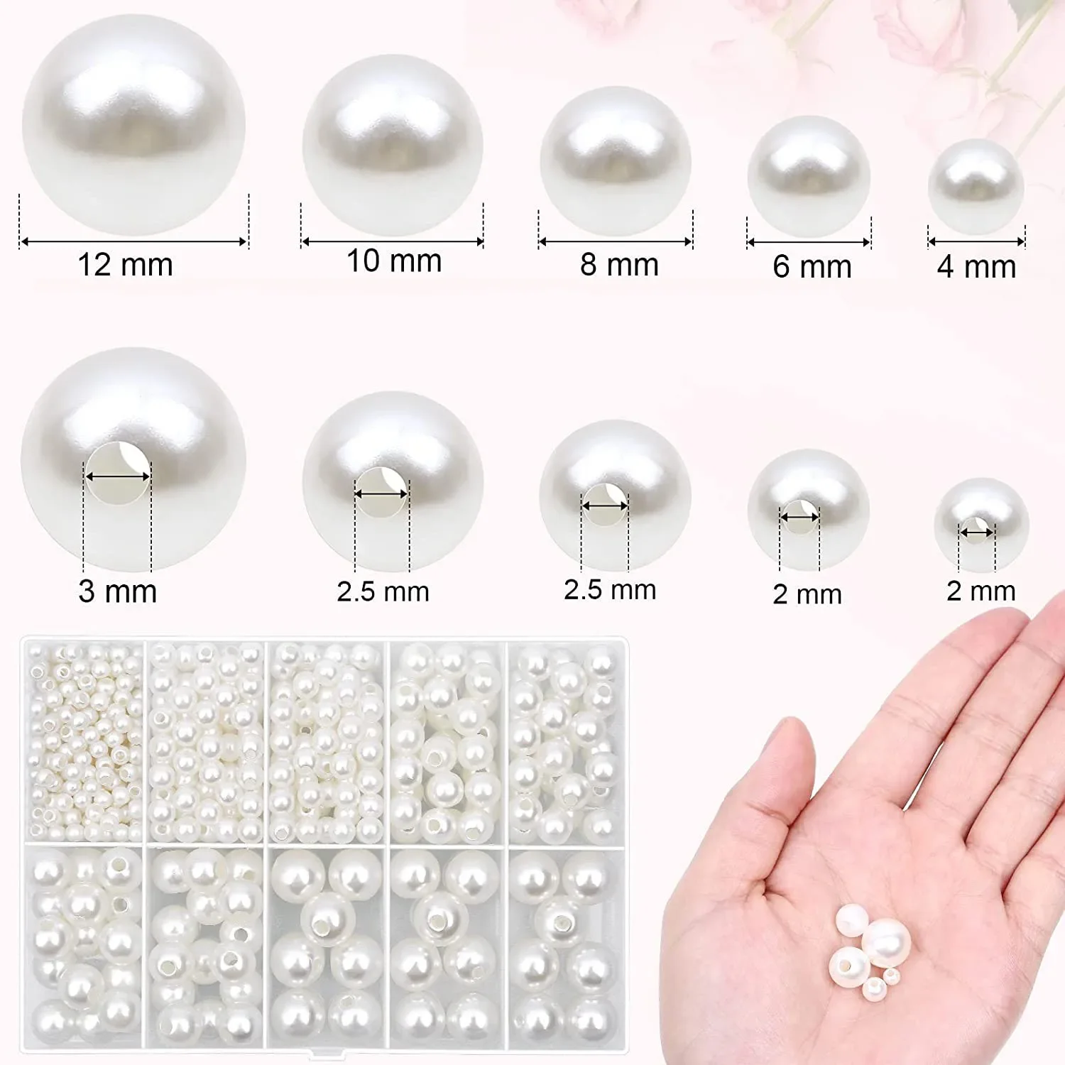 ABS Beads 3 4 6 8 10 12 14 16mm Pearl Beads White Beige Loose Round Beads Craft For Fashion Jewelry Making DIY Craft Garment