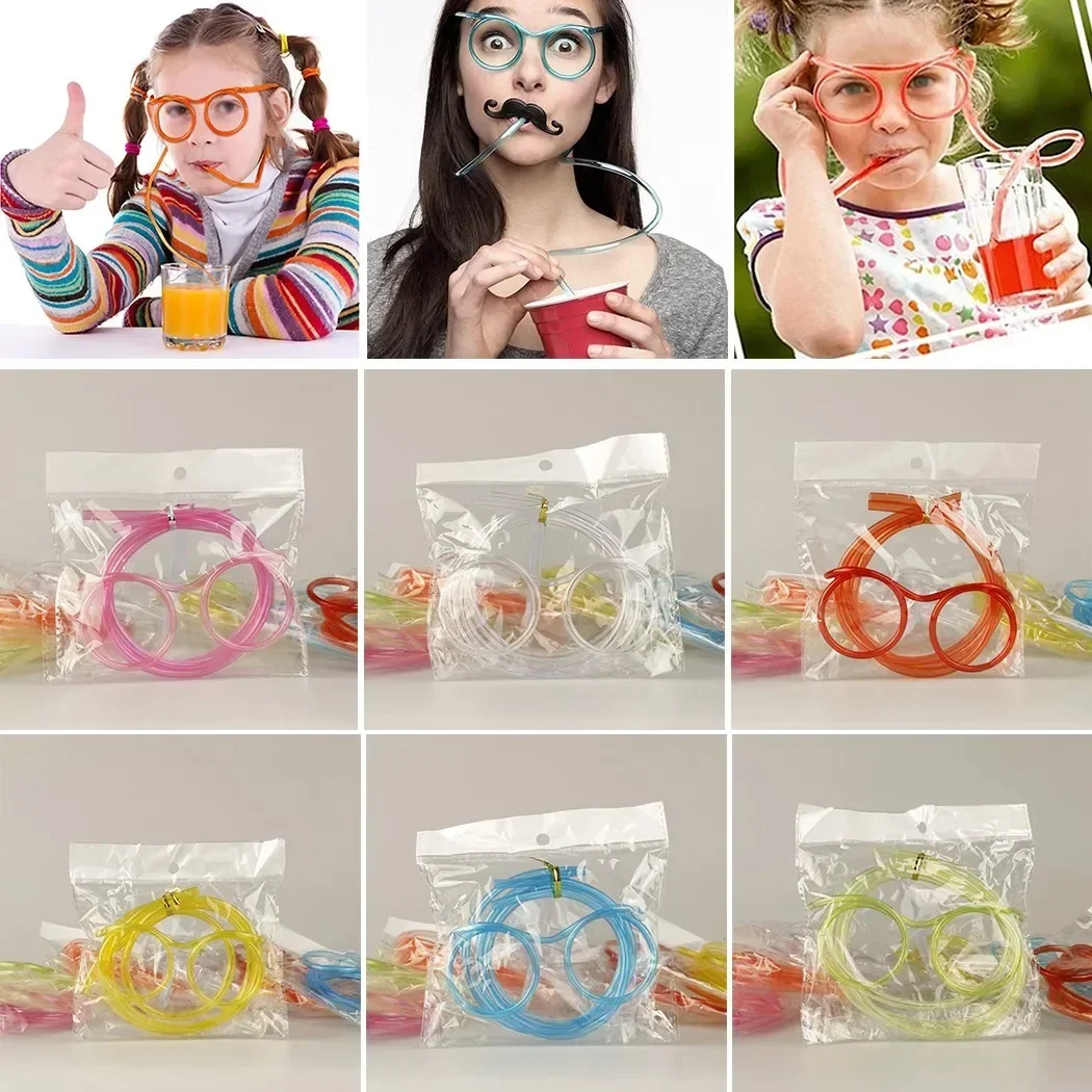 Straw Creative Glasses Art Beard Drink Straw 11.5cm Frame For Party Supplies Kids Gifts Decorative