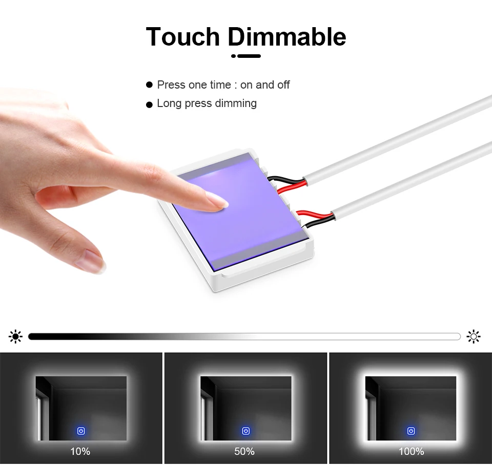 Description Picture 6 of item12V COB Led Strip Lights Vanity Makeup Mirror Light Led Lights for Room Bathroom Decor Touch Sensor Dimmable LED Mirrors Lamp