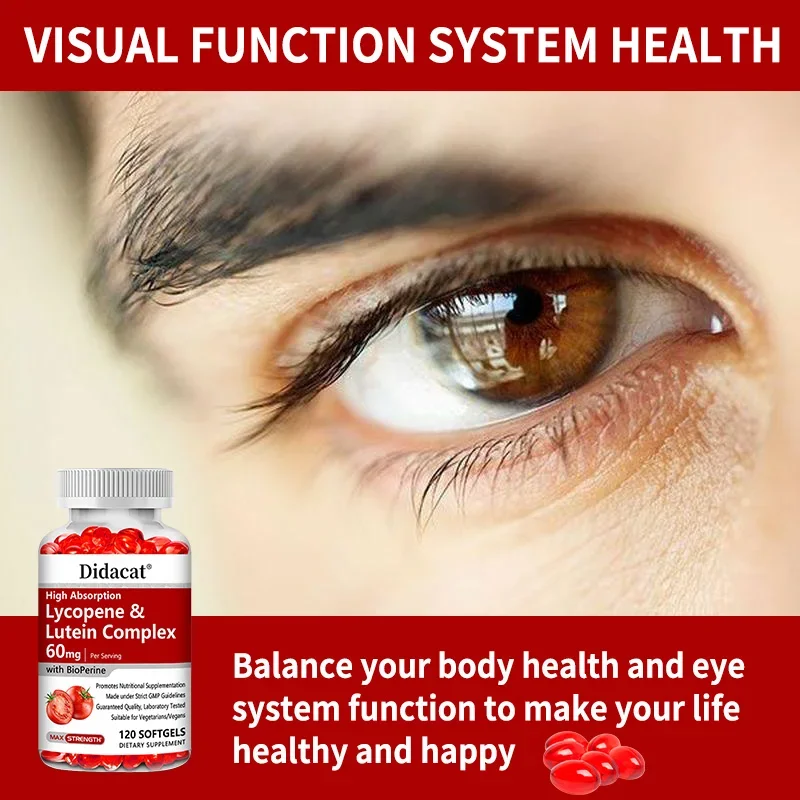 Natural Tomato Benefits Prostate Health, Immune System, Heart Health, Vision Support-Lycopene & Lutein Complex Antioxidant