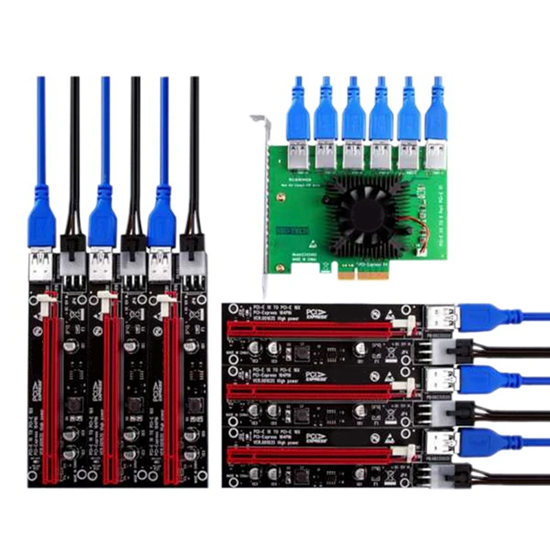 pcie-riser-pci-e-1-to-6-riser-card-pci-express-x16-extender-usb-30-cable-sata-to-6pin-power-for-video-card-06m