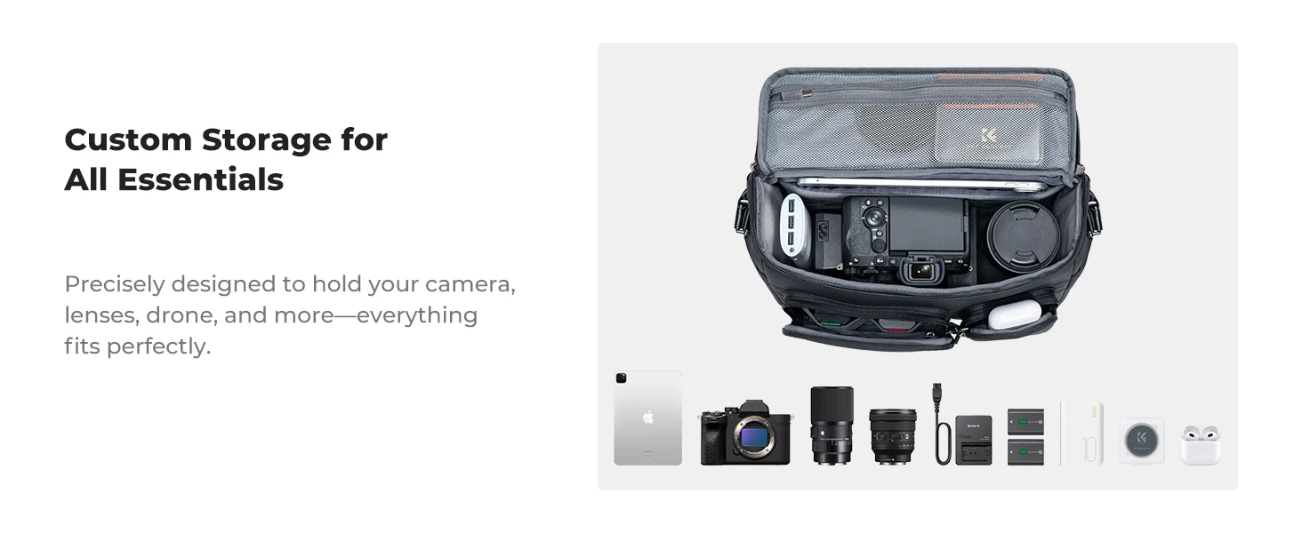 5F Concept Zipper Buckle Sling Travel Photography Shoulder Bag For Sony DSLR SLR Camera Accessories Tripod Holder_voghion.com