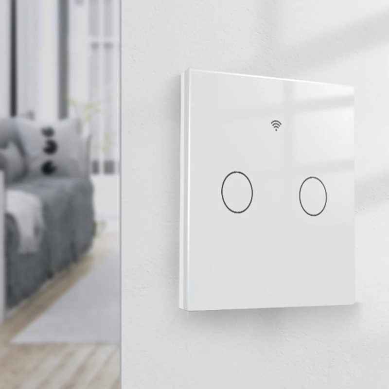 thumbnail image 1 of WiFi Tuya interruptor de Control de luz de casa inteligente Null Live US y Eu aplicación remota Control temporizador táctil interruptor inteligente RF433 pegatina gratis, 1 of 5