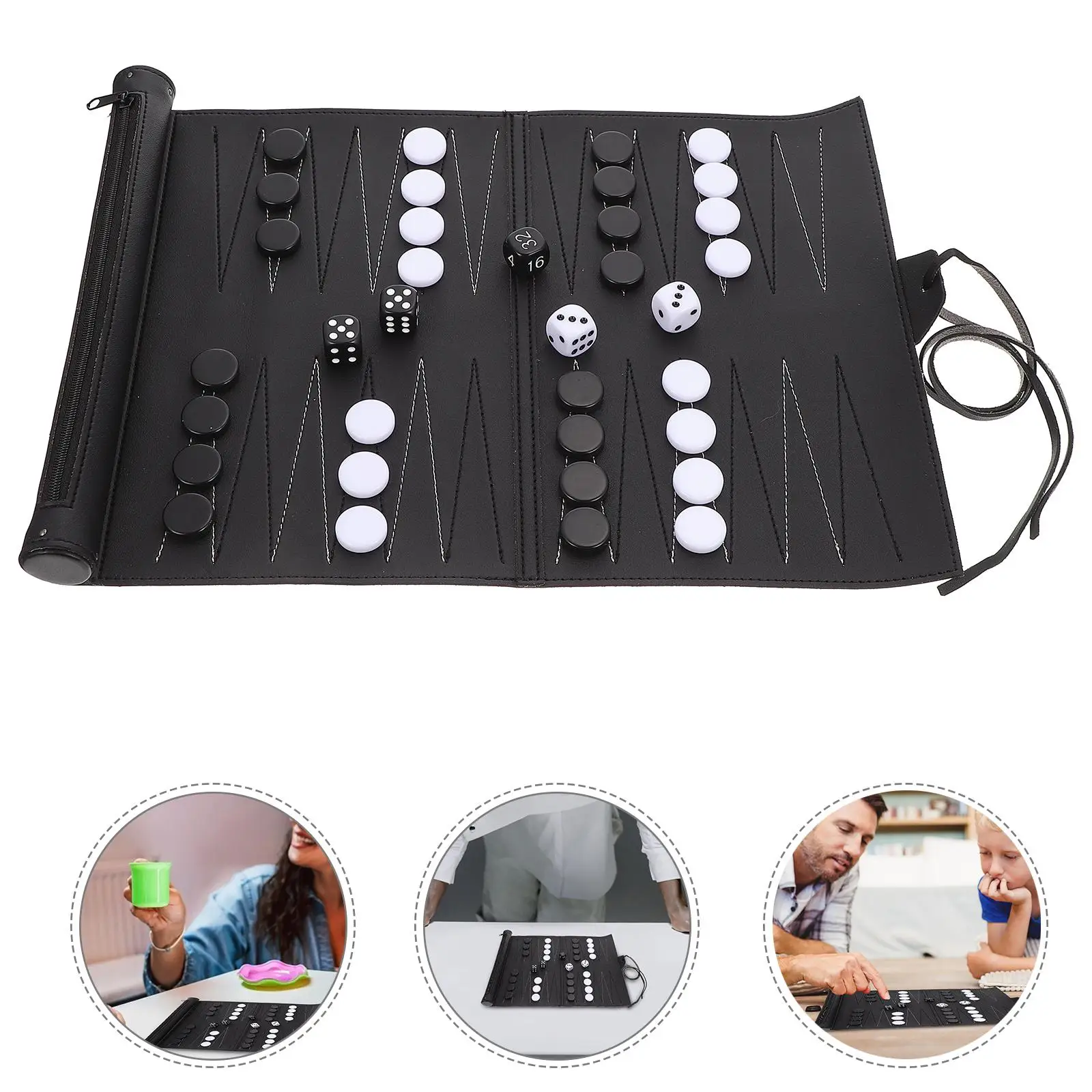 1pc Practical PU International Chessboard Portable Board (Black)