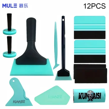 Kit di 12 Attrezzi per Wrapping Auto con Localizzatore Magnetico, Raschietto per Acqua e Spatola in Feltro per Installazione di Pellicole in Vinile e PPF su Auto e Mobili