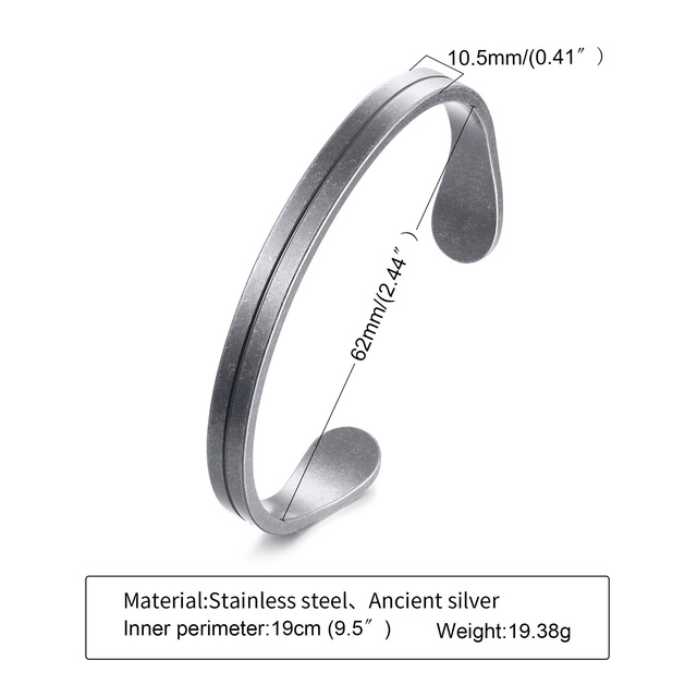 TWISTED C BANGLE WITH SMALL WRIST MOBIUS BRACELET ANTIQUE SILVER COLOR STACKING CUFF BANGLE STAINLESS STEEL UNISEX JEWELRY