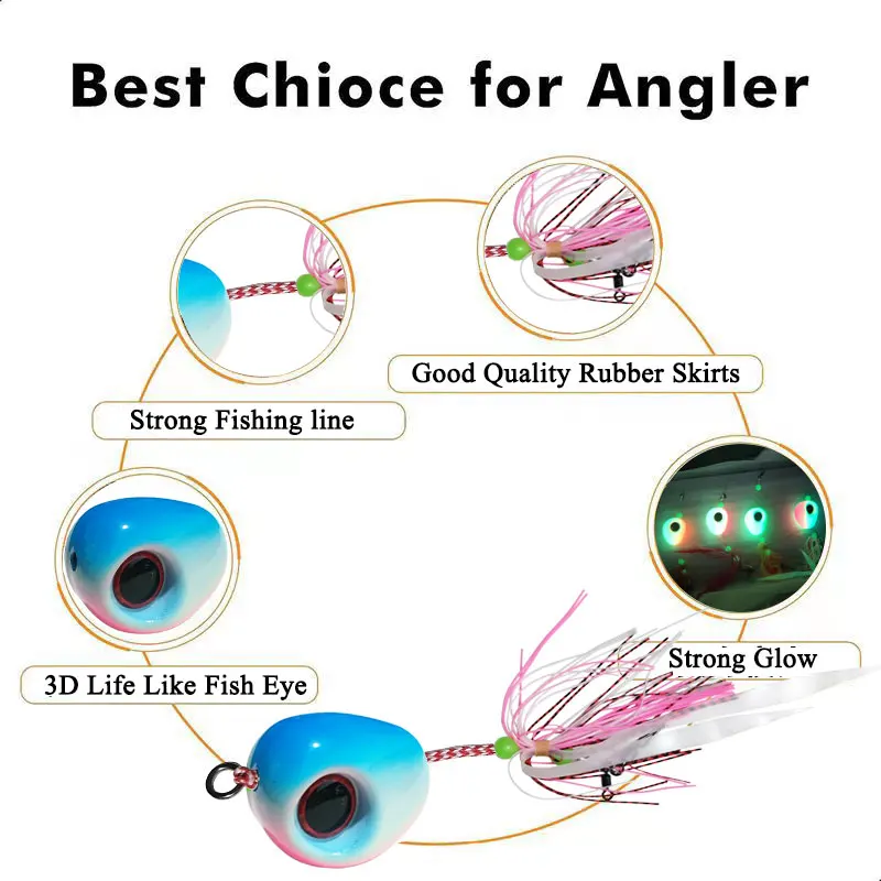 Metal Head with Skirt Jigging Fishing Lure Glow Kabura Pesca Slider Snapper Sea Bream Jig Hard Bait 1PC