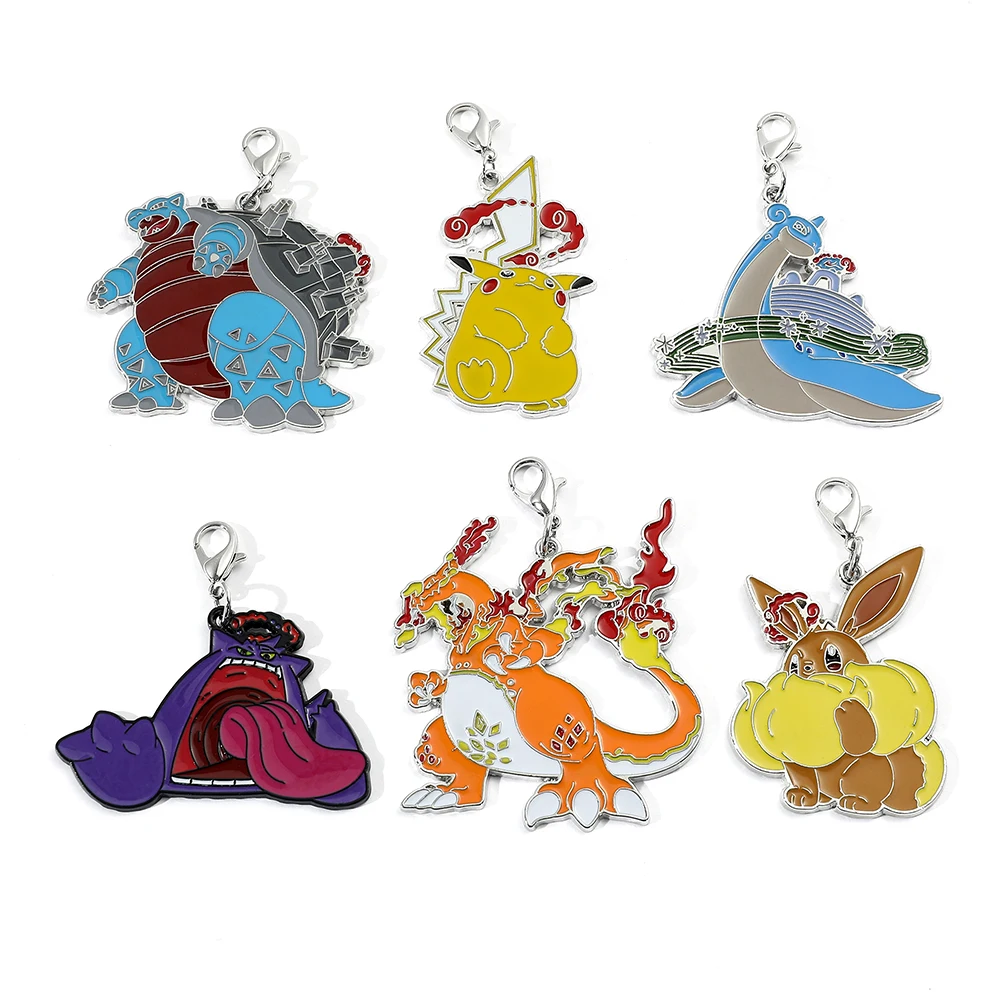 

Pokemon Anime Figure Pikachu Eevee Squirtle Gengar Charmander Metal Keychain Bag Key Ring Pendant Children's Toy Birthday Gift