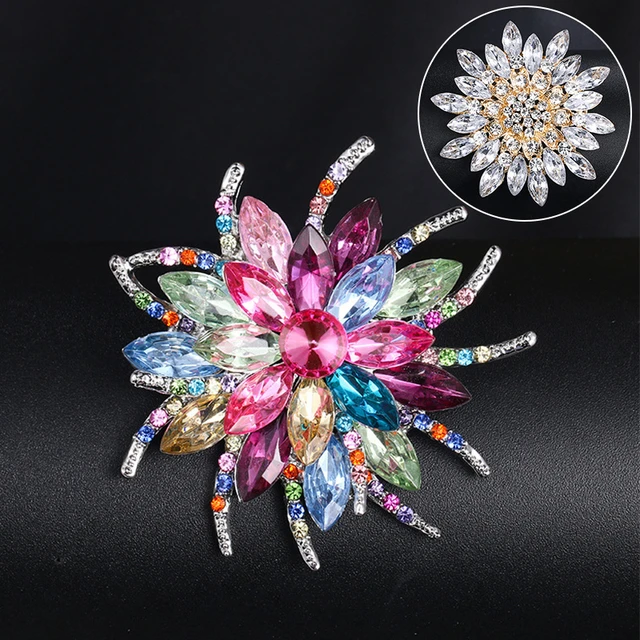 Brooch Pins Fashion Flower Brooches,Brooch Pin for Women Ladies Festival  Gift brooches for Women Fashion (Color : Silver)