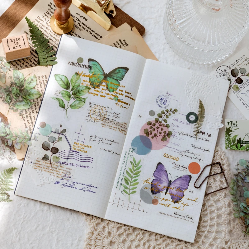 Decorative PVC Stickers Natural Plant Collection Scrapbooking Label Diary Stationery Album Phone Cup Journal Planner decorative stickers floral stickers decorative labels stickers stationery stickers paper stickers adhesive stickers