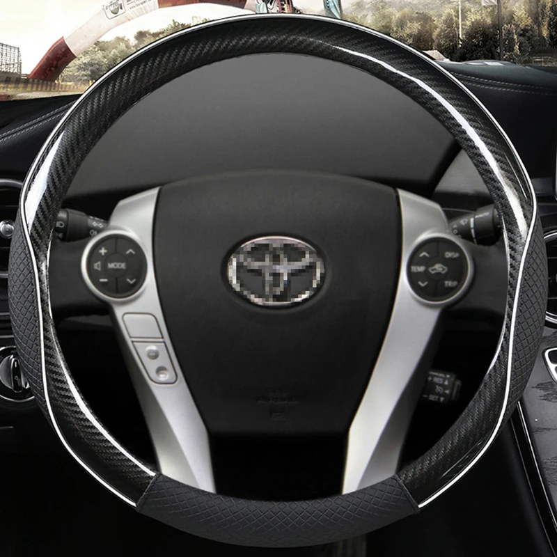 Carbon Fibre +leather Car Steering Wheel Cover For Toyota Prius 30 20