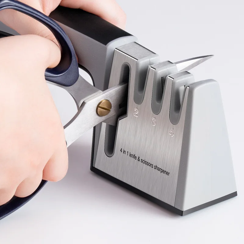 Versatile 4-in-1 Professional Knife and Scissor Sharpener for Stainless Steel Blades
