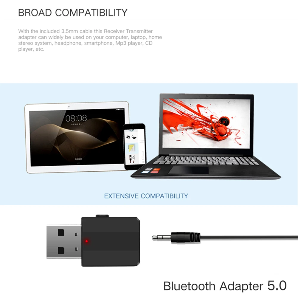 Wireless Bluetooth 5.0 Adapter Mini 3.5mm AUX Stereo Audio Transmitter Receiver For Car Music TV PC bluetooth adapter bluetooth audio receiver bluetooth transceiver adapter audio adapter bluetooth aux adaptor