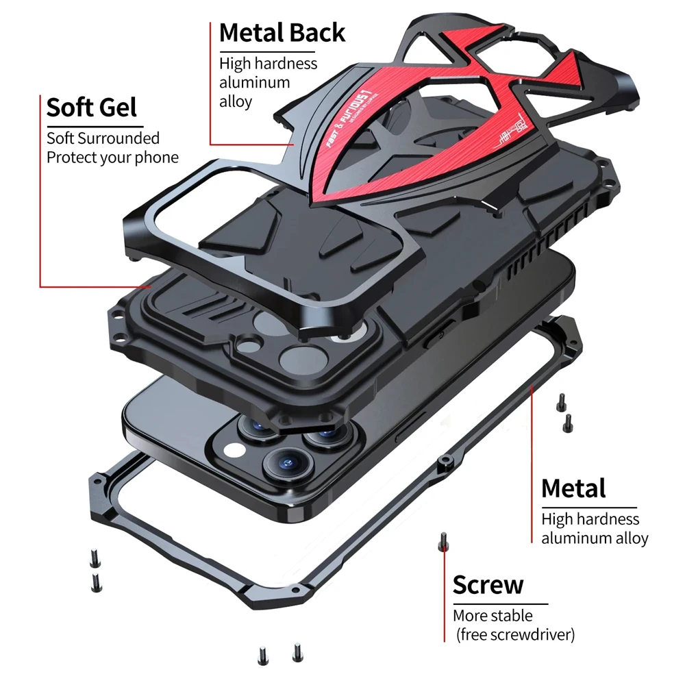 Shockproof Armor Metal Cases For iPhone 13 14 15 Pro Max All Inclusive Protective Cover For Samsung Galaxy S23 S22 S24 Ultra