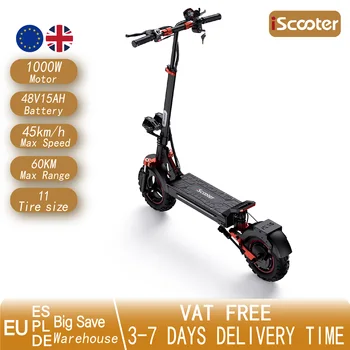 Monopattino elettrico iScooter iX5S con motore da 1000W, batteria 48V15AH, pneumatici fuoristrada da 11 pollici, pieghevole.