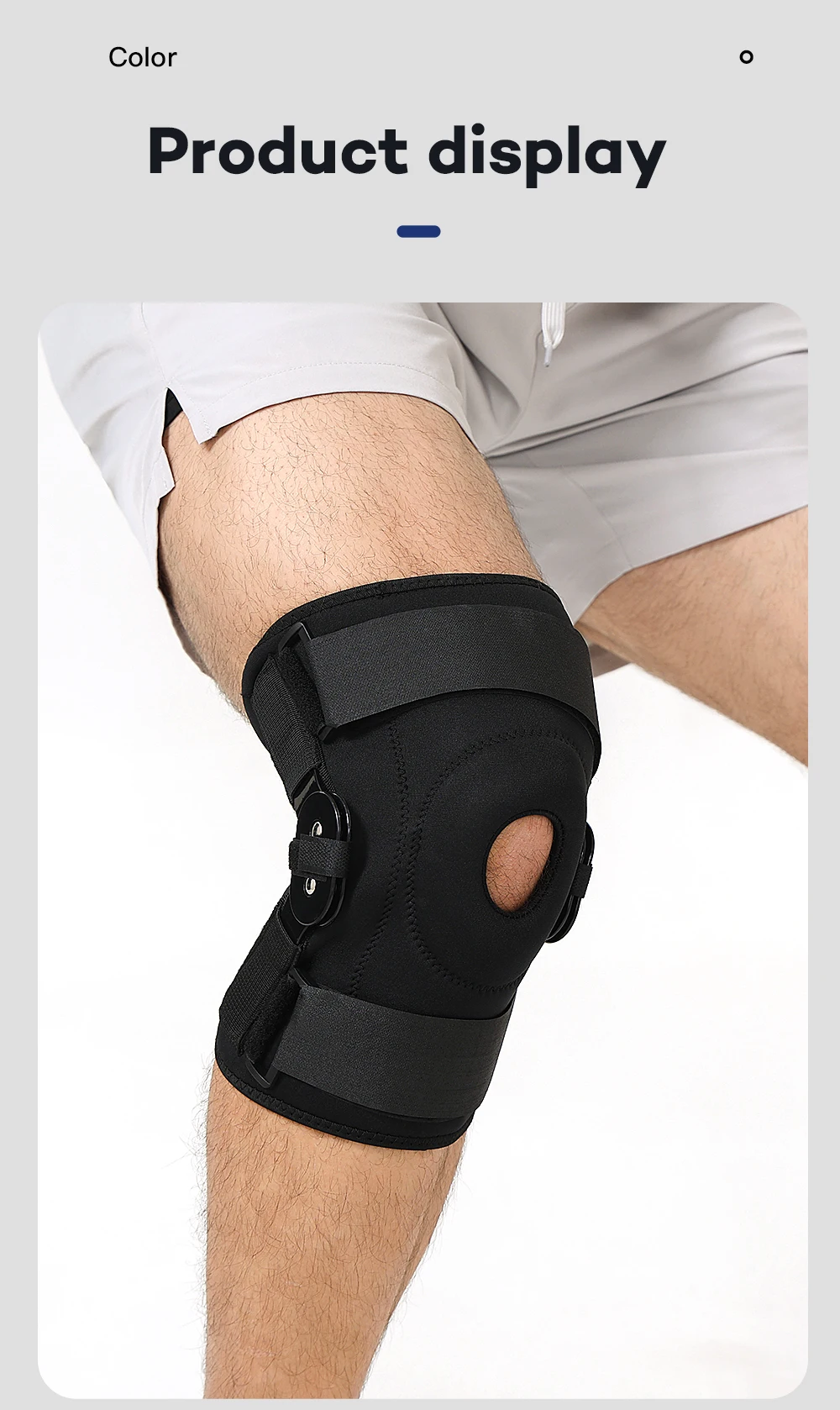 1 Stück Sport-Kniebandagen mit Rutschfester Stahlplatte, Fitness-Laufbandagen mit Aufprallschutz, Silikon-Patella-Kompression – Detail 8