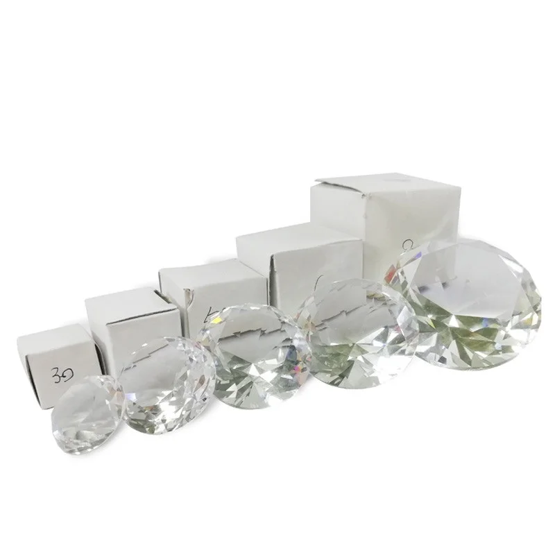 Crystal Glass Diamond Ornament - Transparent Decorative Gem