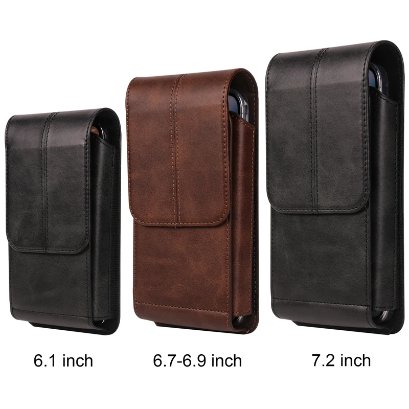 For iphone 17/17Pro/16Pro Max/16Plus/15/15Pro/14Pro Max/14Pro/14/13/12 Luxury Leather Belt Clip Case Men Mobile phone Waist Bag
