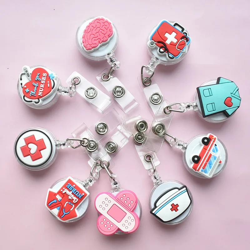 

1pc Cute Medical Supplies 60cm Silicone Retractable Badge Reel Student Nurse Exhibition Enfermera Name Card ID Card Chest