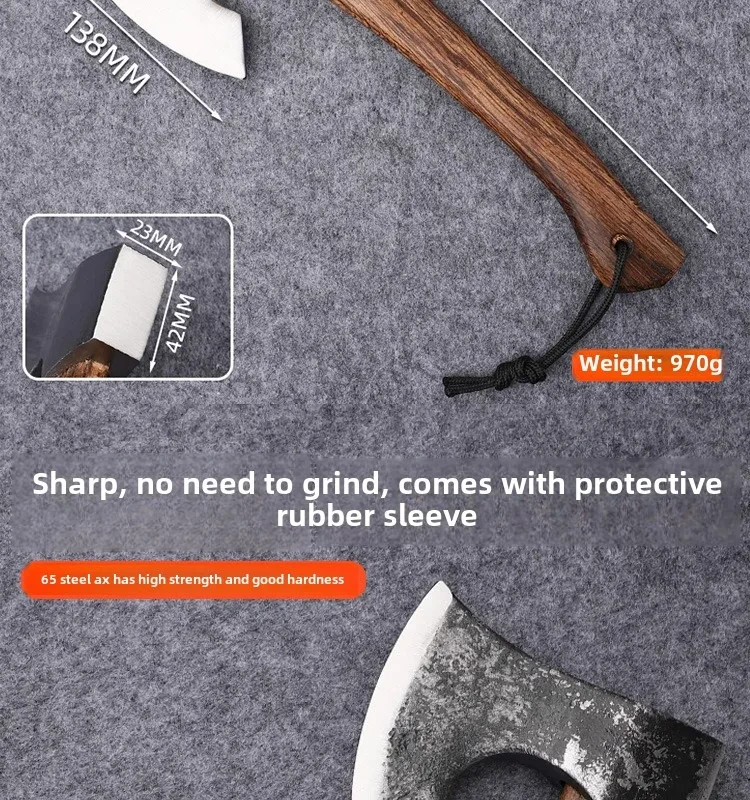 Sa6566781c6484450bb1066b52eeba573U Portable outdoor camping hand axe - Hand-forged multi-functional wood-splitting and bone-chopping axe - Emergency battle axe Mallzona