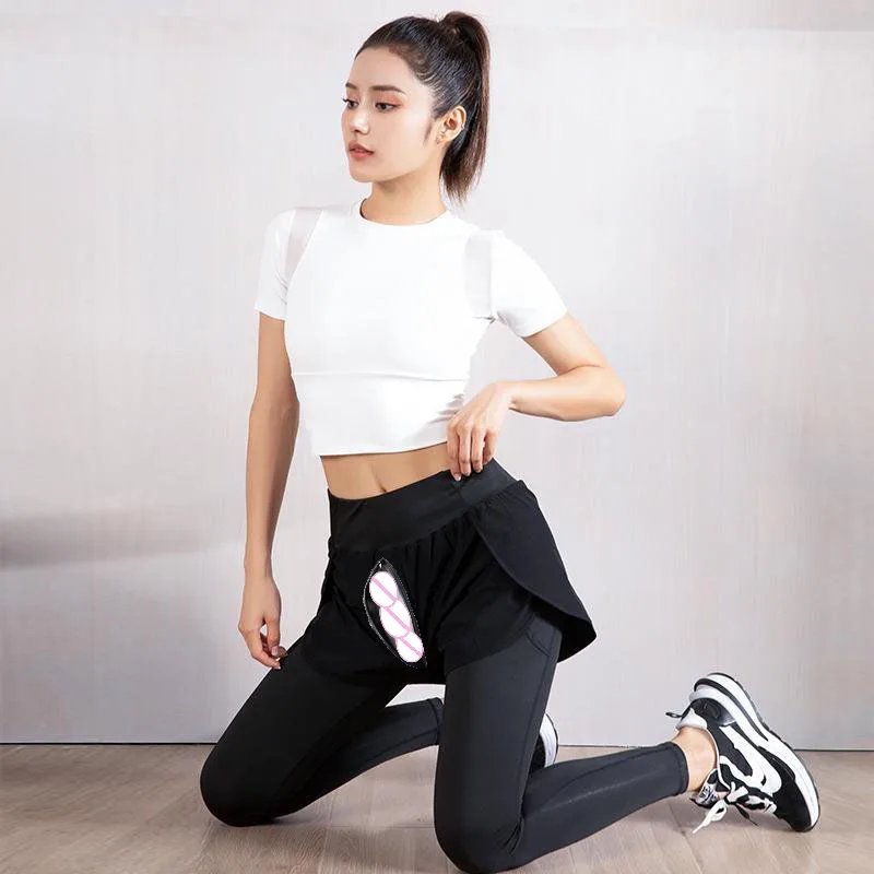 Invisible Open Gear Outdoor Sex High Waist Workout Women Pants Quick-dry Tummy Control Yoga Running Jogger Gym Leggings Push Up