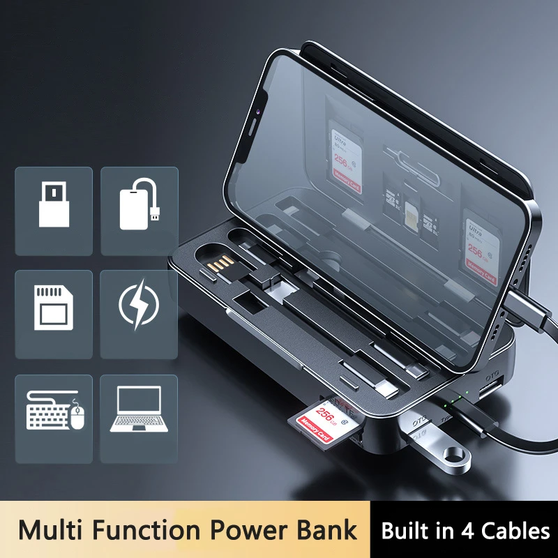 

OTG Power Bank 10000mAh Portable Charger Powerbank for iPhone14 Xiaomi Samsung Huawei Spare Battery Poverbank Mobile OTG Adapter