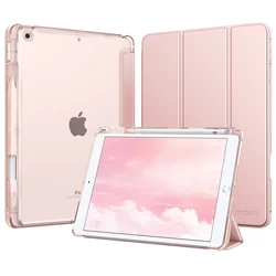 Slim Light Trifold Smart Protective Tablet Case with Pencil Holder (Rose Gold)