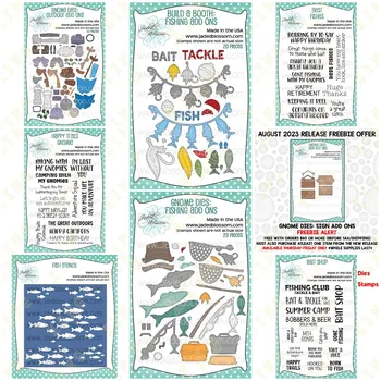 Gnomie 베이트 샵 낚시 추가 상품, 금속 절단 다이, 투명 스탬프, DIY 스크랩북 카드, 스텐실 종이 카드, 수제, 신상품