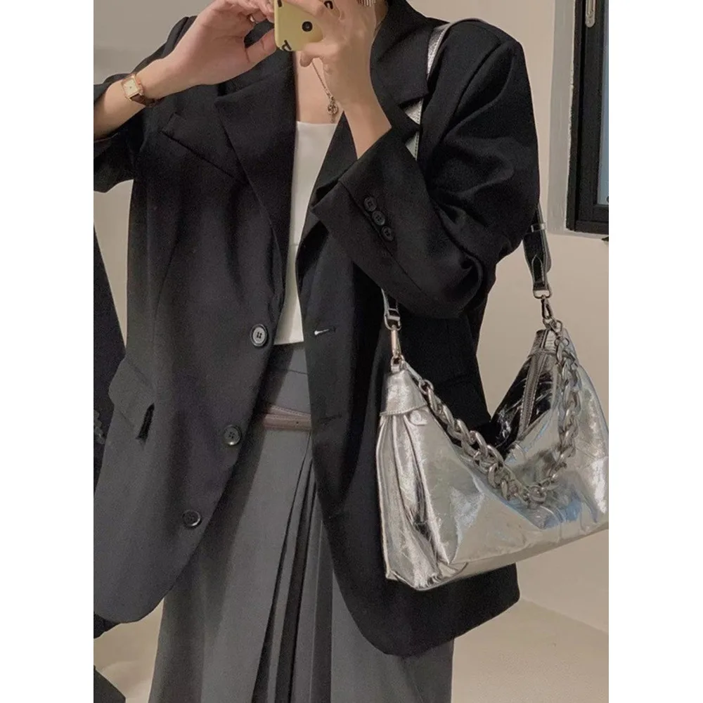 Chain Handheld Tote Shoulder 2024 New Simple Crossbody Commuter Women's Texture Genuine Leather Big Bag_voghion.com