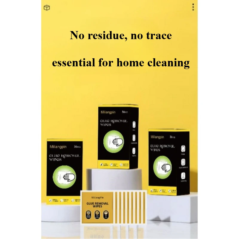 Adhesive remover wet wipes for floor, glass, ceramic, plastic, metal cleaner: glue double-sided tape, marker, label glue, sponge