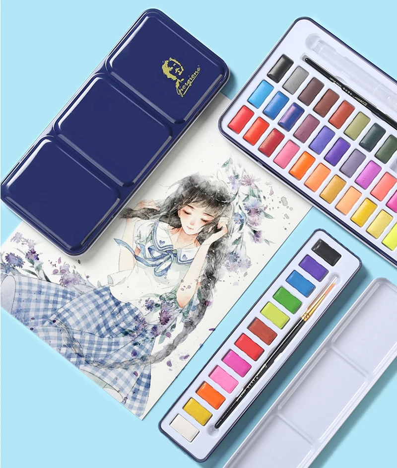 6/12 Colors Shimmer Solid Watercolor Paints Set Glitter Pearlescent Nail  Paint Pigment Watercolors Drawing School Art Supplies