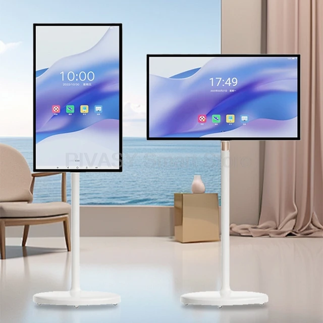 Televisione portatile intelligente mobile da 27 pollici Touch screen Android Batteria incorporata con supporto mobile TV LED per sala da gioco dal vivo 1