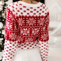 Women Sweater Christmas Snowflake Knitted Long Sleeve O Neck Ladies Jumper Fashion Casual Winter Autumn Printed Pullover Clothes - Image 5