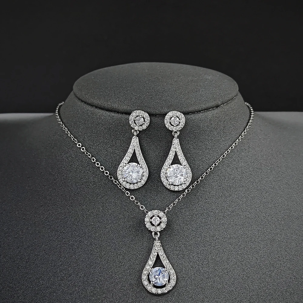Jewelry Set Silver Jewelry Silver Jewelry Set 2pcs Pack Multicolor silver color bride Necklace for women Wedding Bridal