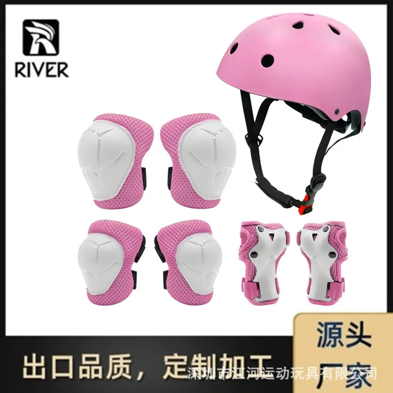 

Комплект защитного оборудования для детей, шлем для коленного локтя и запястья, комплект защитного оборудования из 7 предметов для роликовых коньков