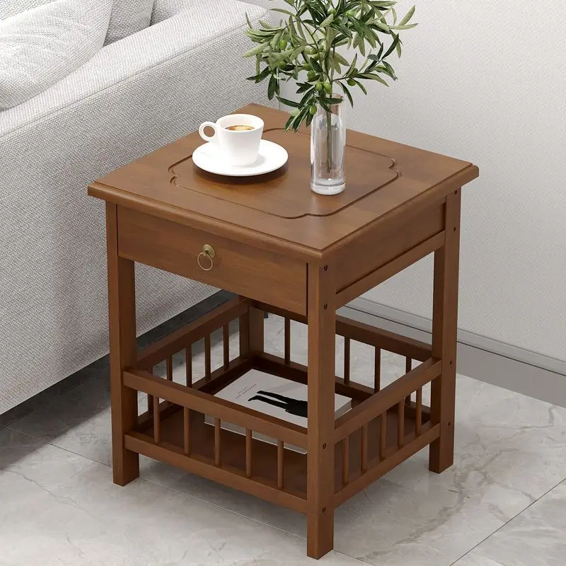 Creative Table Portable Small Tea Table Modern Simple Household Sofa Edge Cabinet Sofa Side Corner Bamboo Rack Storage New