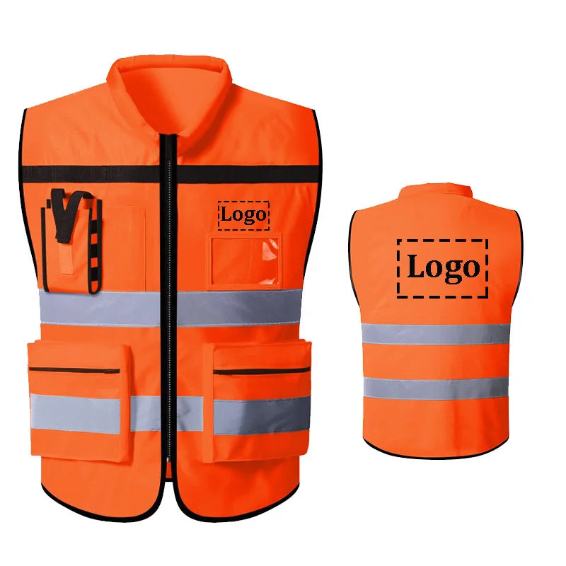 High Vis Vest Security with Logo Safety Vest Logo Back Reflective Safety  Vest for Work Construction Clothes Men