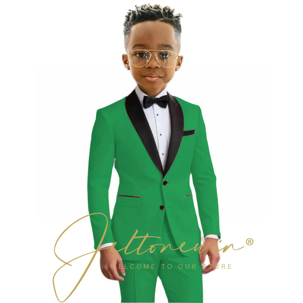 Charming Pink Boys' Two-Piece Formal Tuxedo Set with Shawl Lapel Blazer and Slim Fit Pants