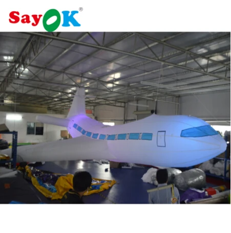 

SAYOK 10m/32.8ft Giant Inflatable Hanging Airplane Model Inflatable Aircraft with Lights for Advertising Theme Party Decoration